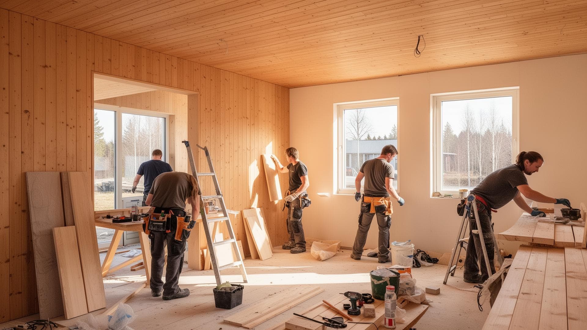 Saneeraustyö käynnissä - rakennustyömaa